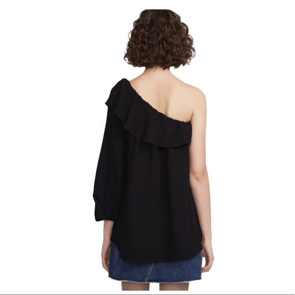 French Connection Black Evening Dew One-Shoulder Top 10 - Picture 2 of 11